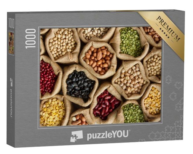 Puzzle de 1000 pièces « Légumes secs de différentes couleurs en sacs »