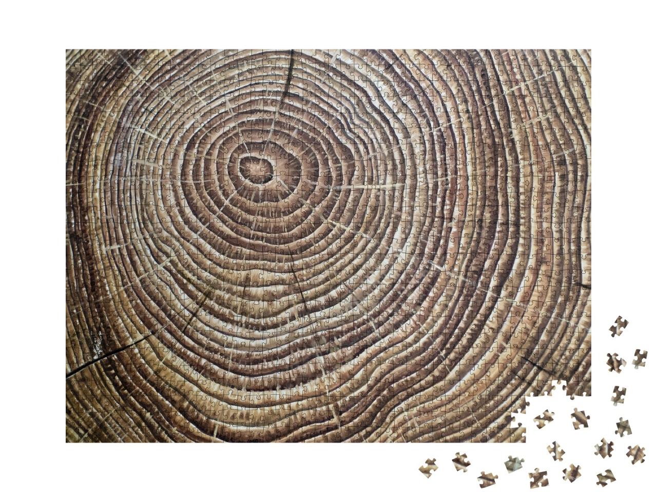 Puzzle de 1000 pièces « Cernes annuels en bois laqué marron »