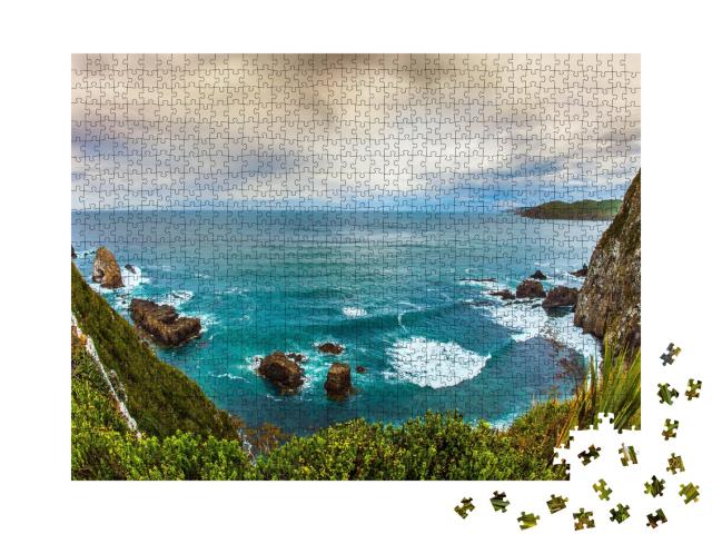 Puzzle de 1000 pièces « Déferlement d'écume avant la tempête, île du Sud, Nouvelle-Zélande »