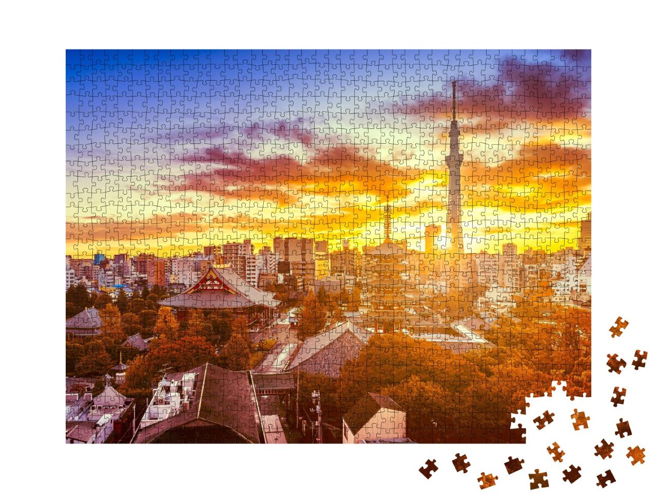 Puzzle de 1000 pièces « Tokyo, Japon, temple Senso-ji et la Skytree »