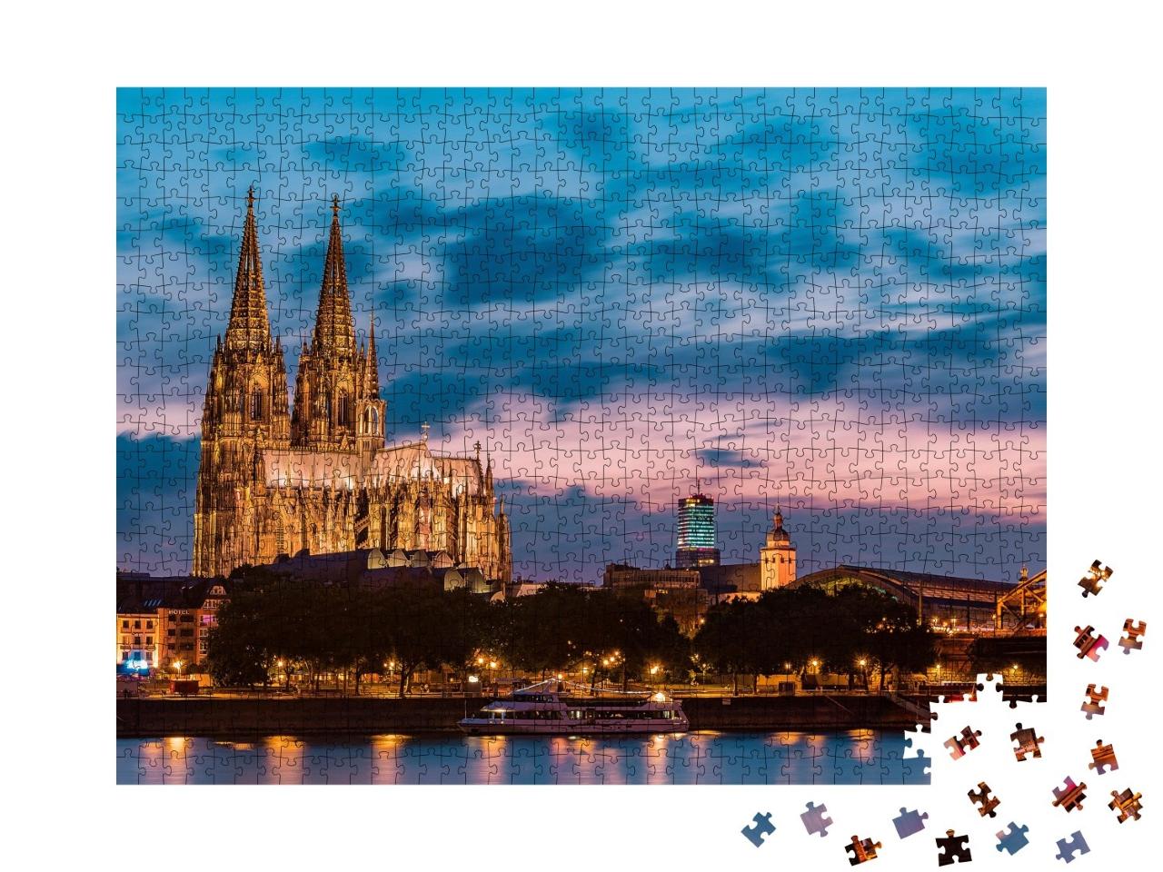 Puzzle de 1000 pièces « Coucher de soleil sur la cathédrale de Cologne »