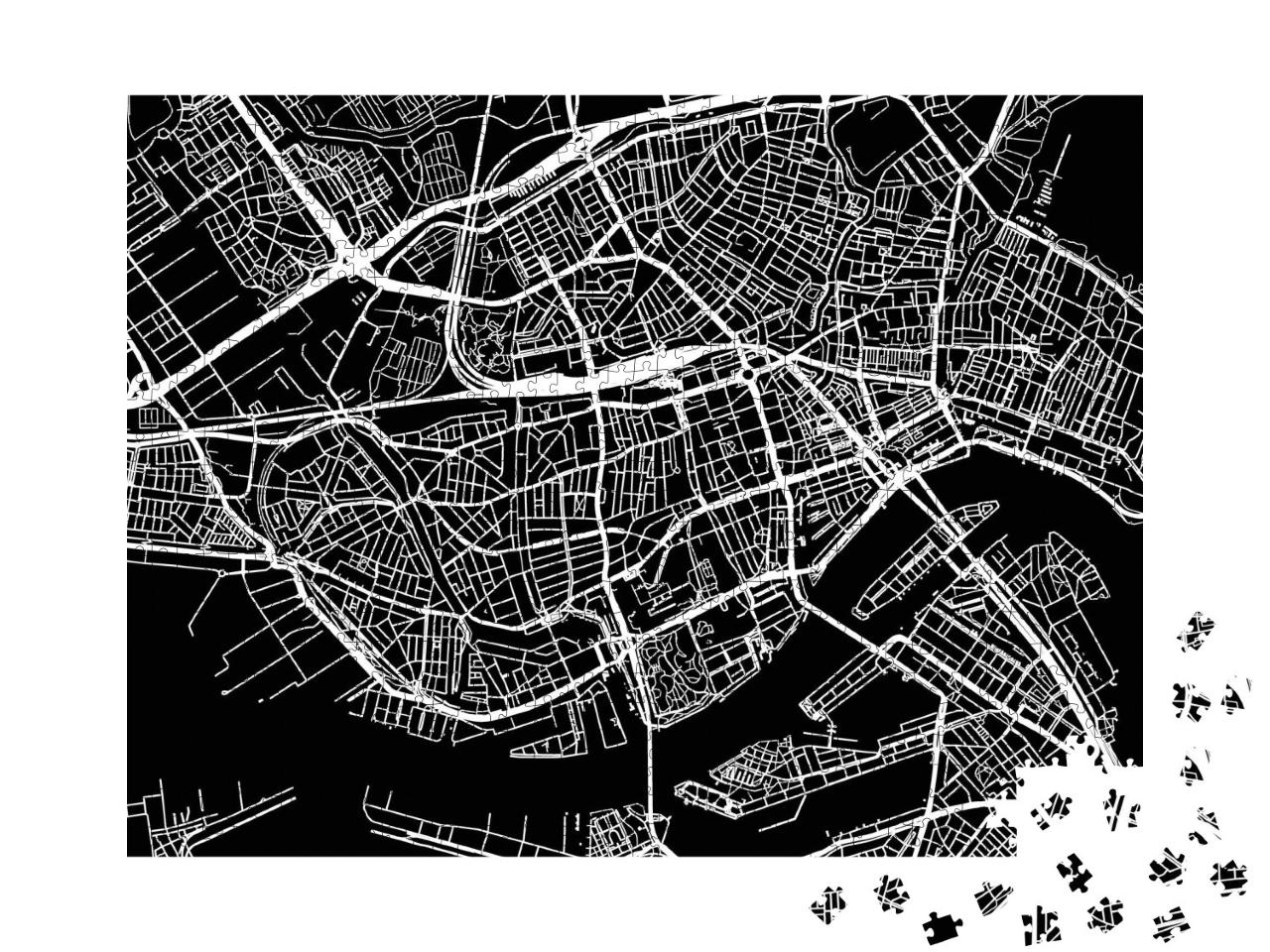 Puzzle de 1000 pièces « Plan de la ville de Rotterdam, Pays-Bas »