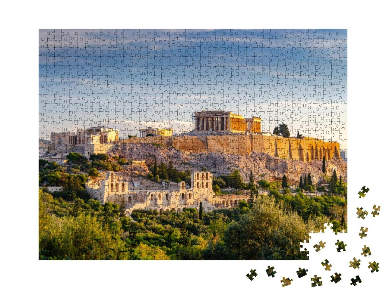 Puzzle de 1000 pièces « Célèbre symbole d'Athènes : Acropole et Odéon d'Hérode Atticus »