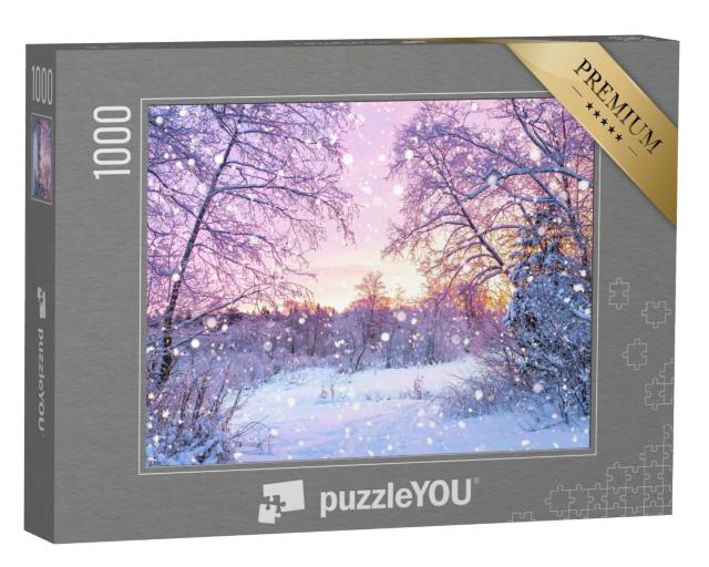 Puzzle de 1000 pièces « Aurore dans la forêt hivernale »
