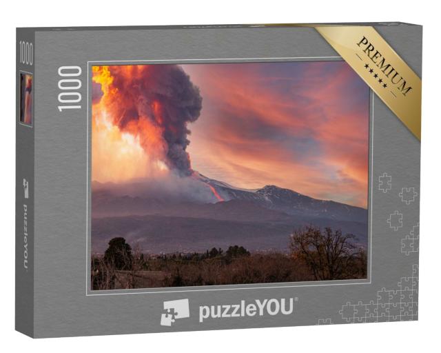 Puzzle de 1000 pièces « Vue du volcan Etna lors de l'éruption du 16 février 2020 »