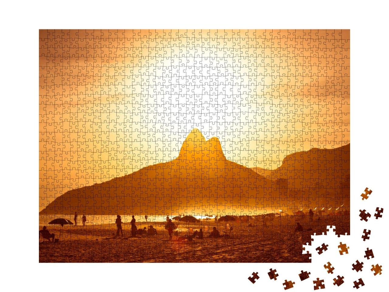 Puzzle de 1000 pièces « Coucher de soleil sur la plage d'Ipanema, Rio de Janeiro, Brésil »