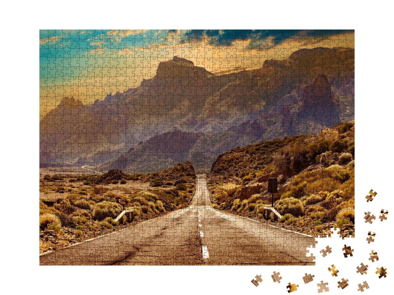 Puzzle de 1000 pièces « Route à travers le paysage pittoresque du parc naturel de Tenerife »