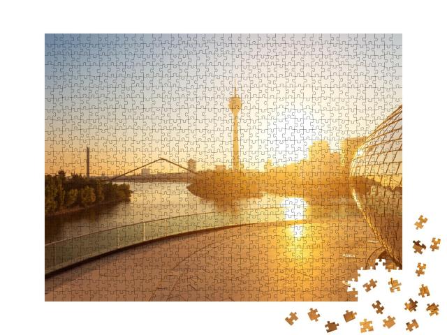 Puzzle de 1000 pièces « Lumière du matin sur Düsseldorf en Allemagne »