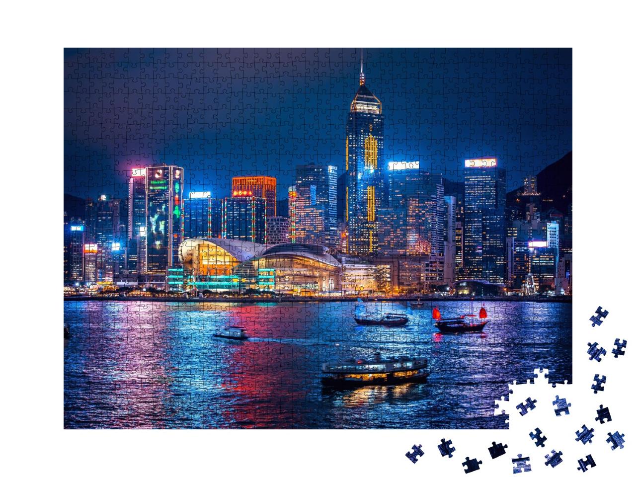 Puzzle de 1000 pièces « Hong Kong de nuit »