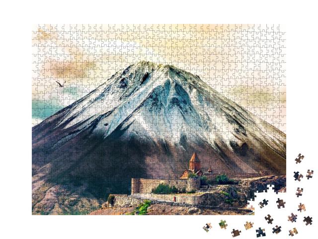Puzzle de 1000 pièces « Ancien monastère de Khor Virap et mont Lesser Ararat, Arménie »