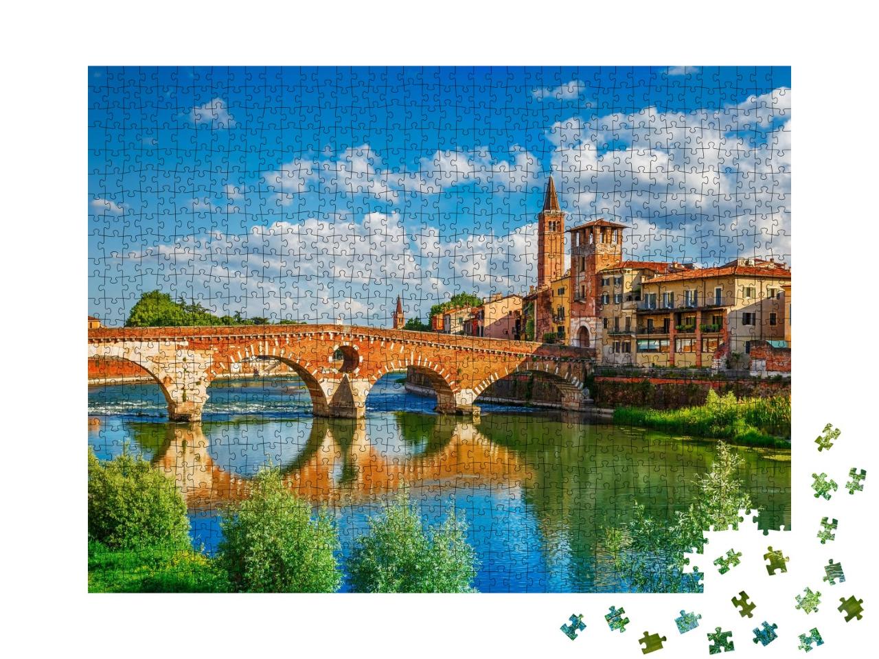 Puzzle de 1000 pièces « Vue panoramique sur le Ponte Pietra, Vérone, Italie »