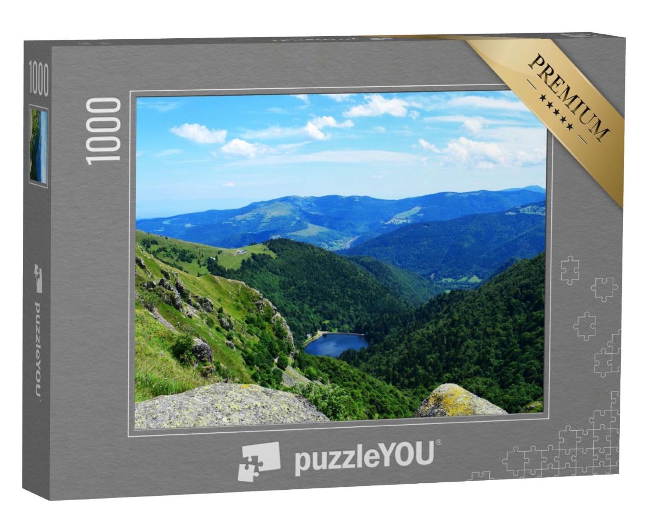 Puzzle de 1000 pièces « Vue sur un lac avec un arrière-plan alpin, Vosges, Alsace, France »