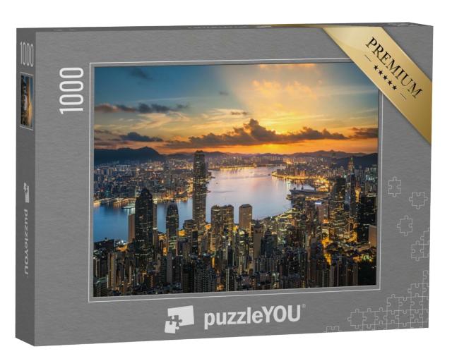 Puzzle de 1000 pièces « Hong Kong au coucher du soleil »