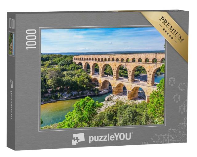 Puzzle de 1000 pièces « L'aqueduc à trois niveaux du Pont du Gard, Provence »