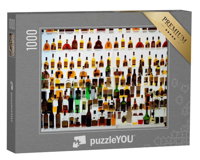 Puzzle de 1000 pièces « Différentes bouteilles d'alcool dans un bar »