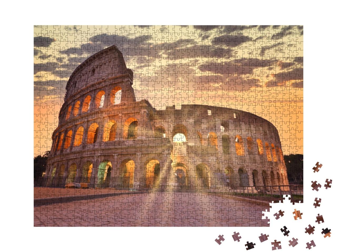Puzzle de 1000 pièces « Vue nocturne du Colisée à Rome, Italie »
