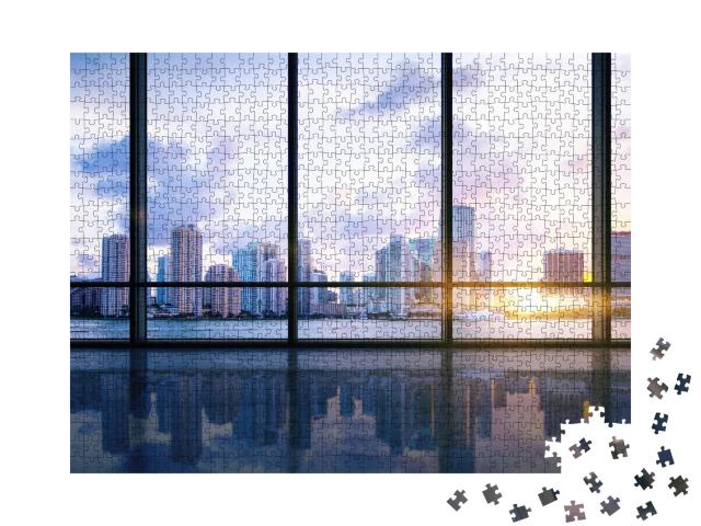 Puzzle de 1000 pièces « Hall vide avec vue sur la ville »