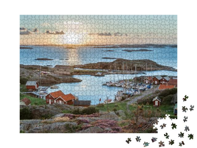 Puzzle de 1000 pièces « Port de pêche de l'archipel suédois, île de Ramsoe »