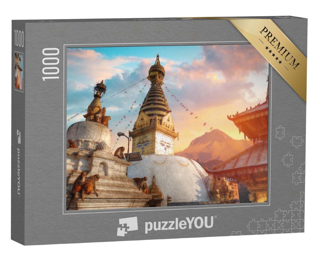 Puzzle de 1000 pièces « Affentempel Swayambhunath, Katmandou, Népal »