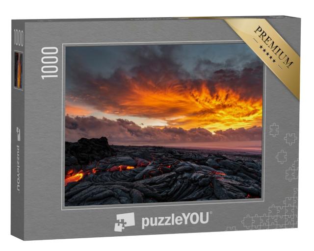Puzzle de 1000 pièces « Lever de soleil sur la zone de rift sud-est du volcan Kilauea »