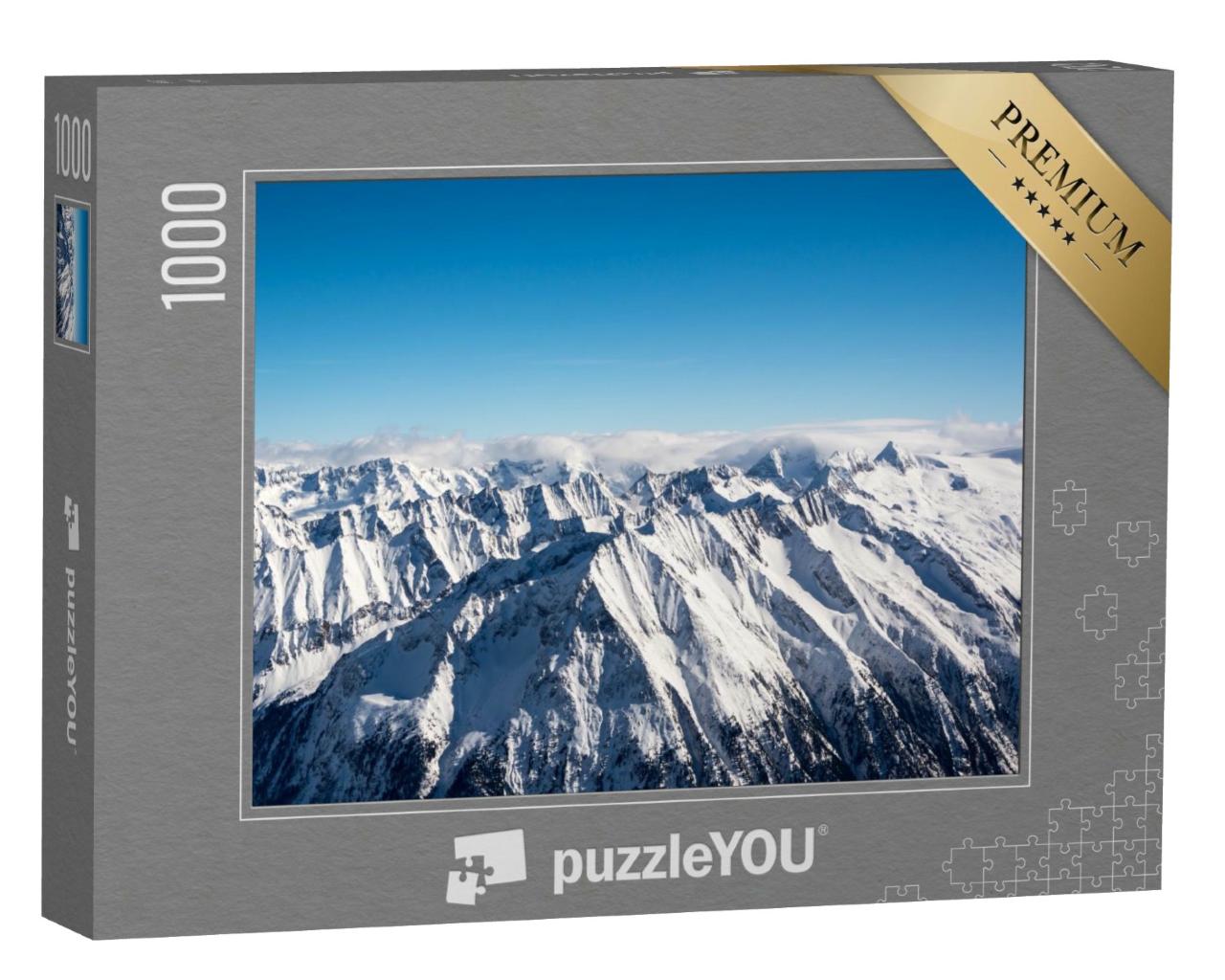 Puzzle de 1000 pièces « Vue panoramique sur les sommets du glacier de Hintertux »