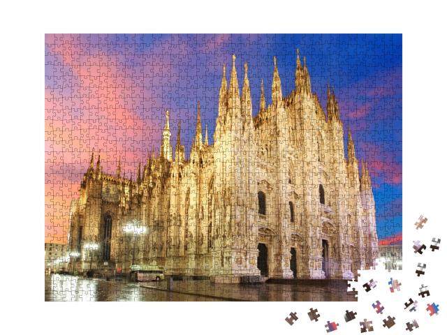 Puzzle de 1000 pièces « Dôme de Milan au crépuscule »