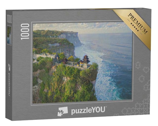 Puzzle de 1000 pièces « dans le style artistique de Claude Monet - Temple Pura Luhur Uluwatu, Bali, Indonésie »