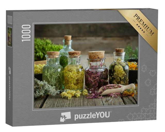 Puzzle de 1000 pièces « Flacons de teintures et d'infusions d'herbes médicinales »