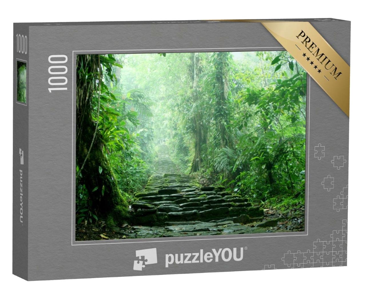 Puzzle de 1000 pièces « Un escalier caché au plus profond de la jungle colombienne »