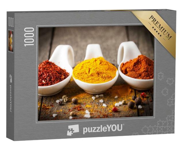 Puzzle de 1000 pièces « Des épices colorées dans des cuillères à épices »