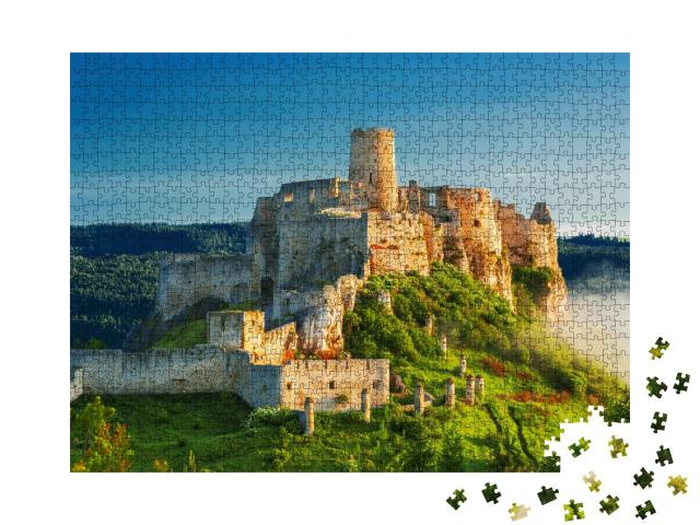 Puzzle de 1000 pièces « Le château de Spiš au lever du soleil, patrimoine mondial de l'UNESCO, Slovaquie »