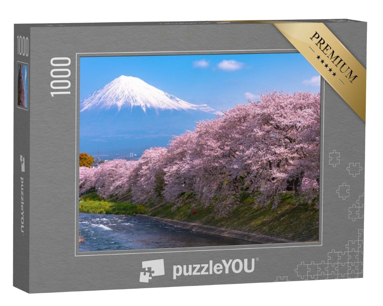 Puzzle de 1000 pièces « Cerisiers en fleurs au Mont Fuji, Japon »