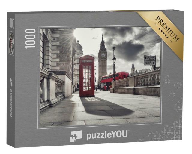 Puzzle de 1000 pièces « Cabine téléphonique rouge et Big Ben à Londres, Angleterre »