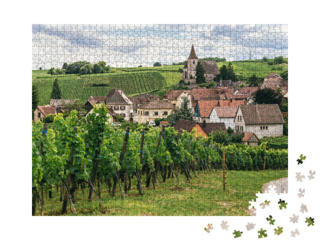 Puzzle de 1000 pièces « Raisins en rangées dans les champs de Bourgogne »