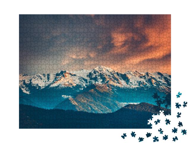 Puzzle de 1000 pièces « Paysage montagneux impressionnant, Crête du Caucase, Géorgie »