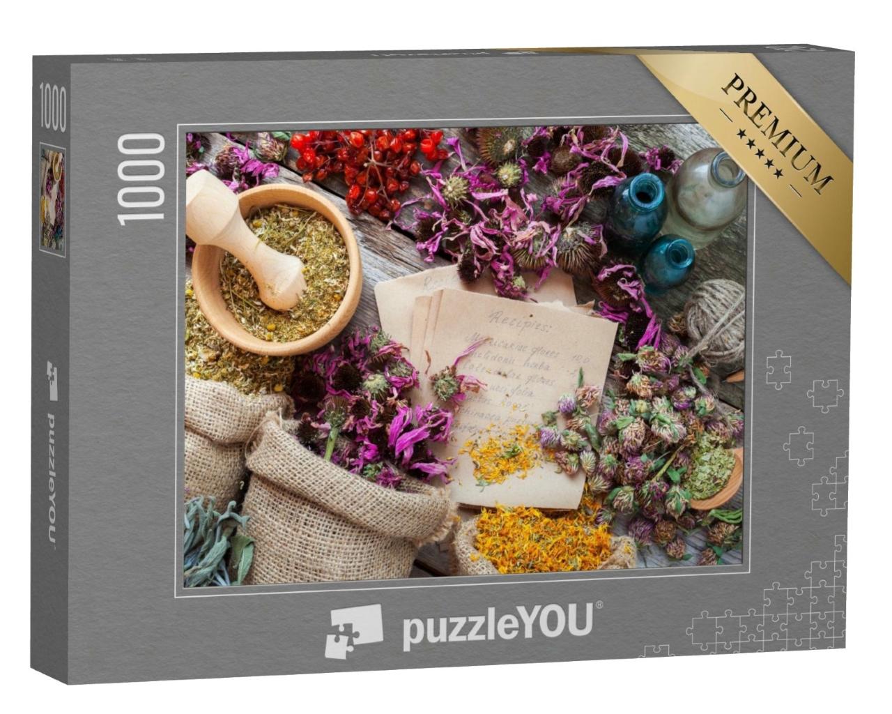 Puzzle de 1000 pièces « Recettes de phytothérapie et fleurs séchées »