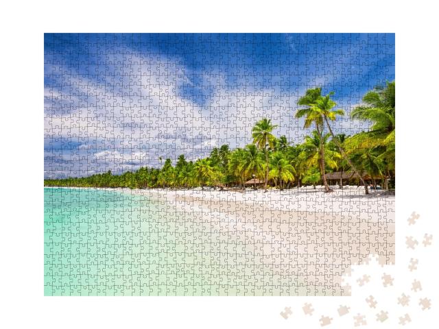 Puzzle de 1000 pièces « Palmiers sur une plage de sable blanc à Punta Cana, République dominicaine »