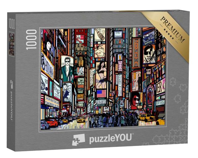 Puzzle de 1000 pièces « Une illustration d'une rue de New York, Times Square »