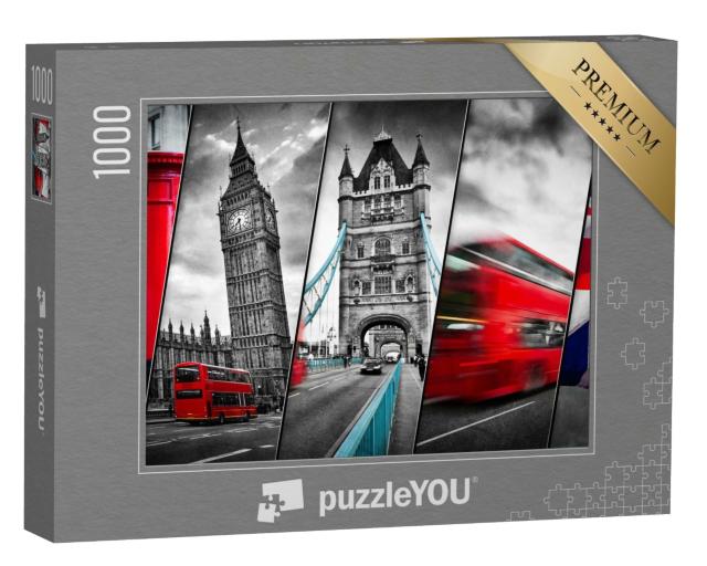 Puzzle de 1000 pièces « Magnifique collage de célèbres monuments londoniens »