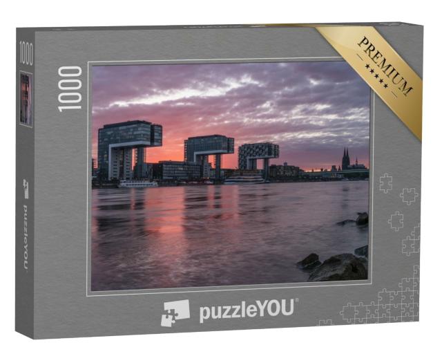 Puzzle de 1000 pièces « Skyline de Cologne au coucher du soleil, Allemagne »