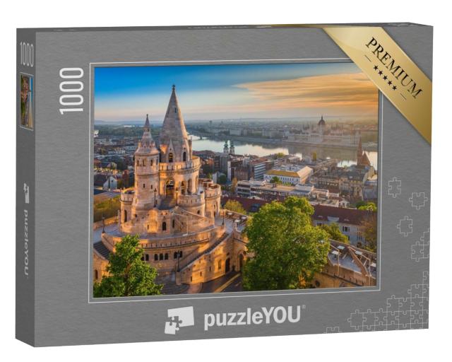 Puzzle de 1000 pièces « Lever de soleil sur le Bastion des pêcheurs à Budapest, Hongrie »