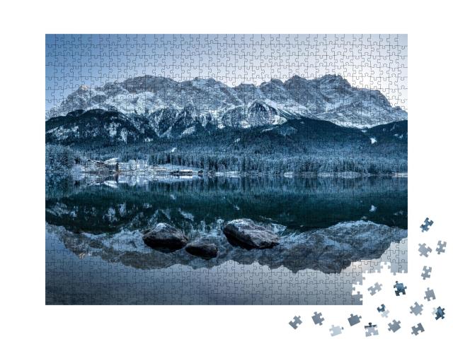 Puzzle de 1000 pièces « Reflet de la Zugspitze dans l'Eibsee, hiver »