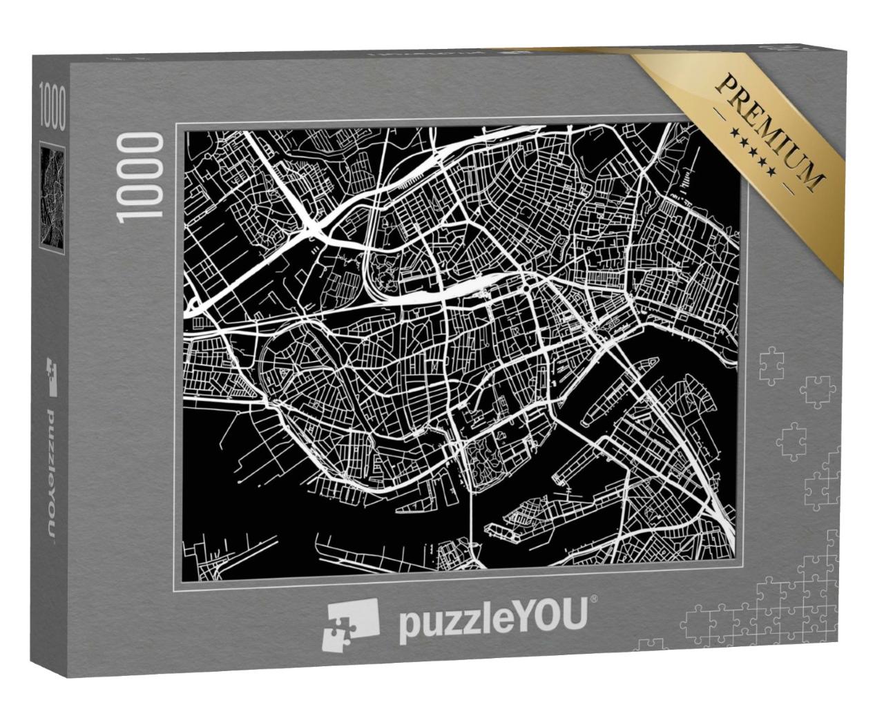 Puzzle de 1000 pièces « Plan de la ville de Rotterdam, Pays-Bas »