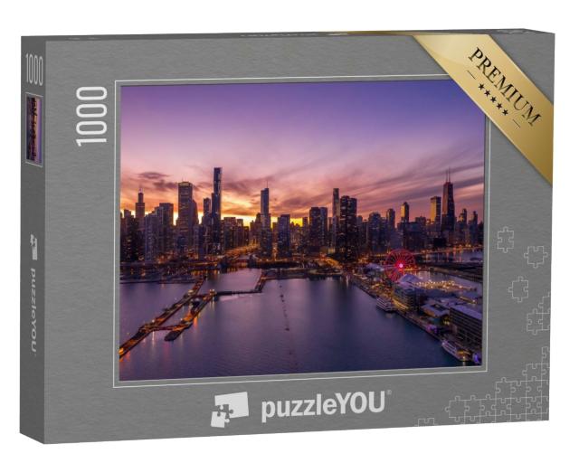 Puzzle de 1000 pièces « Centre-ville de Chicago avec skyline, vue aérienne »
