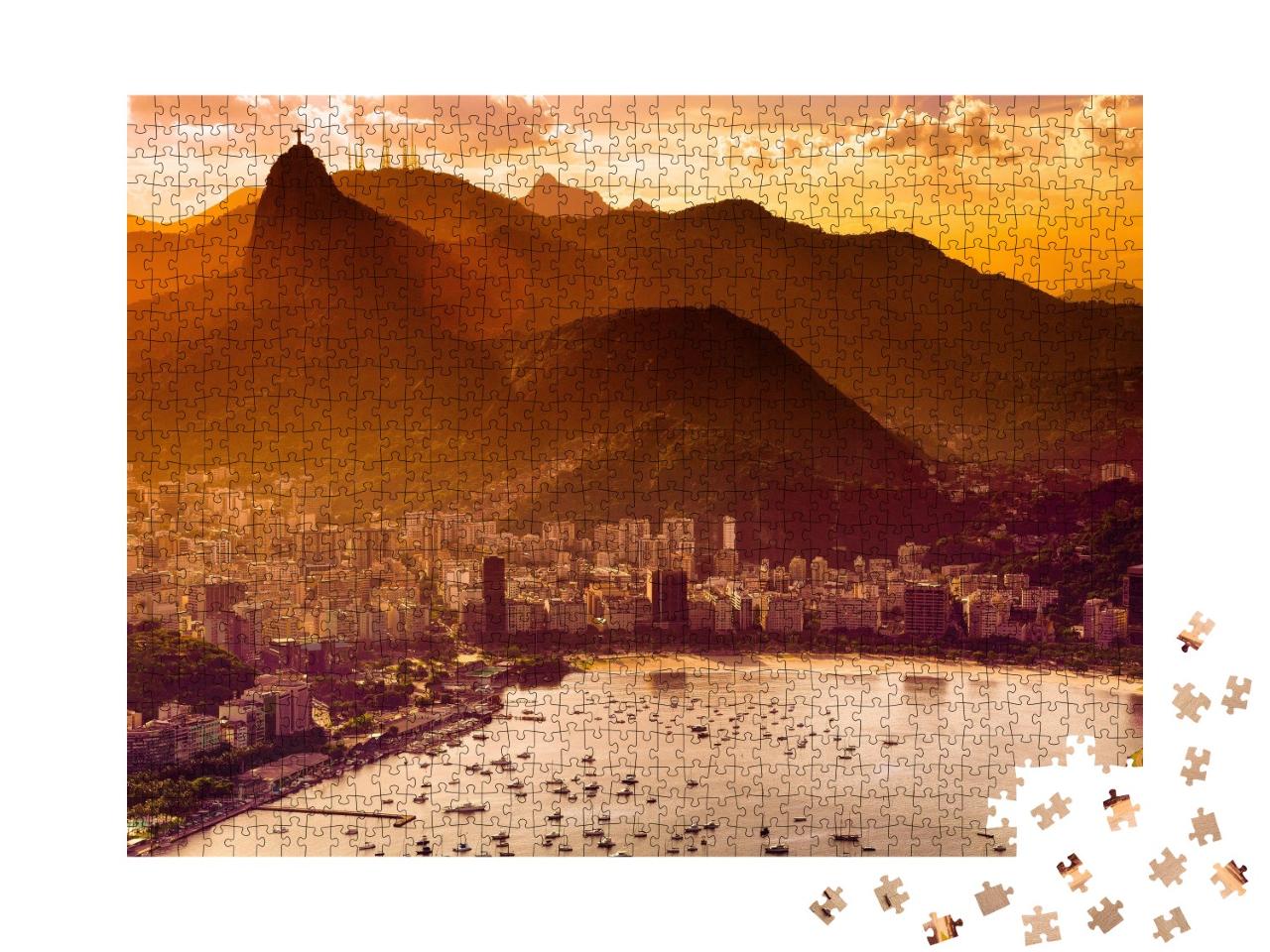 Puzzle de 1000 pièces « Vue sur le Rio de Janeiro du soir, Brésil »