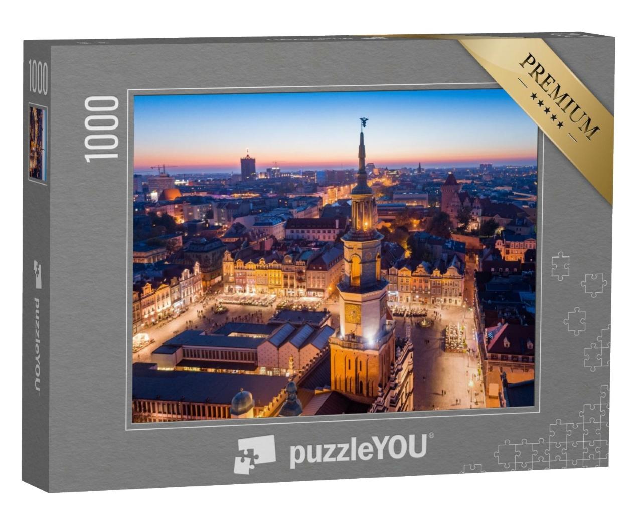 Puzzle de 1000 pièces « Place centrale de Poznan : la vieille ville le soir, Pologne »