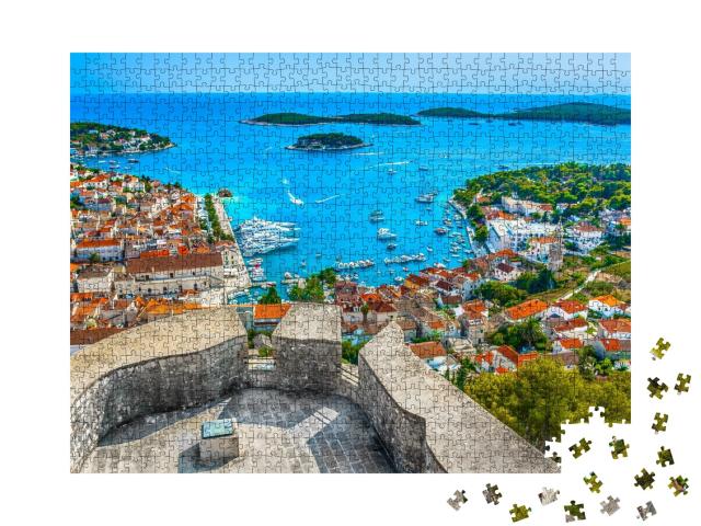 Puzzle de 1000 pièces « Vue aérienne de l'archipel au large de la ville de Hvar, Croatie »