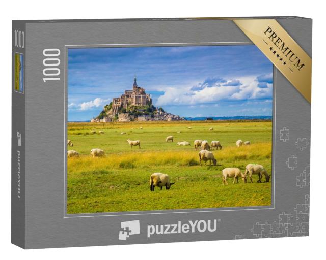 Puzzle de 1000 pièces « Le Mont Saint-Michel avec des moutons dans de verts pâturages, Normandie, France »