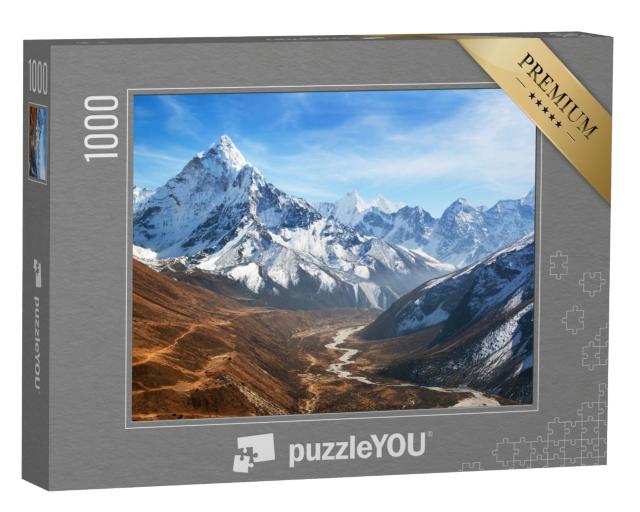 Puzzle de 1000 pièces « Vue panoramique sur le chemin du camp de base de l'Everest, parc national de Sagarmatha, Népal »