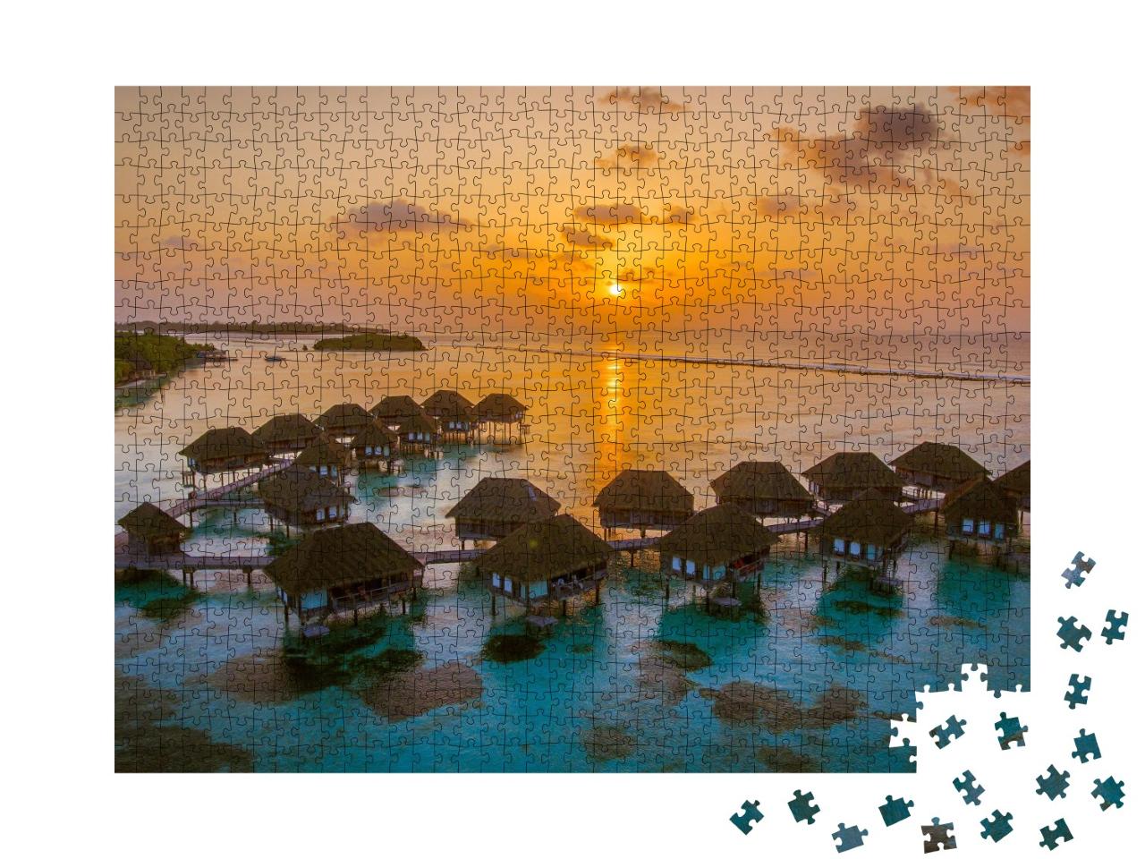Puzzle de 1000 pièces « Ambiance de soirée paradisiaque, Maldives »